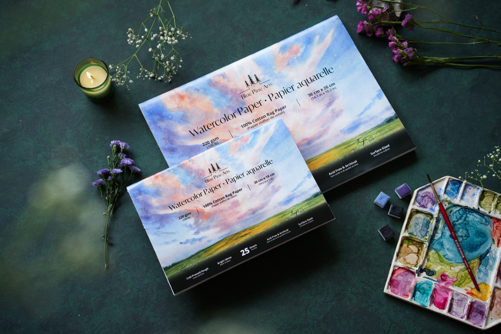 blue pine arts 10x7 220gsm watercolor paper block and 10x14 270gsm watercolor paper block