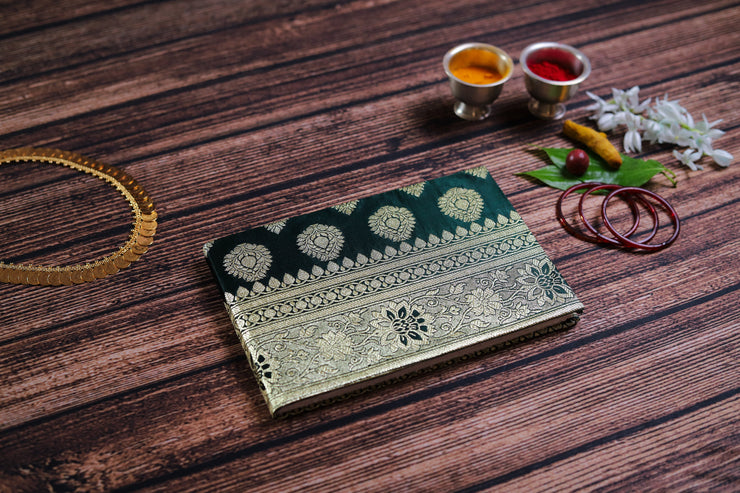 Green Banarasi Silk Saree Sketchbooks - With Border