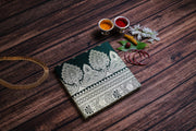 Green Banarasi Silk Saree Sketchbooks - With Border