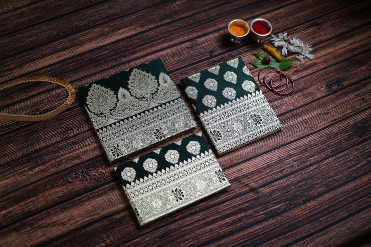 Green Banarasi Silk Saree Sketchbooks - With Border
