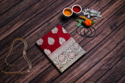 Red Banarasi Silk Saree Sketchbooks - With Border